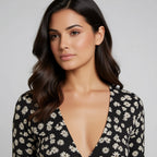 Slim Fit V-Neck Floral Mini Dress