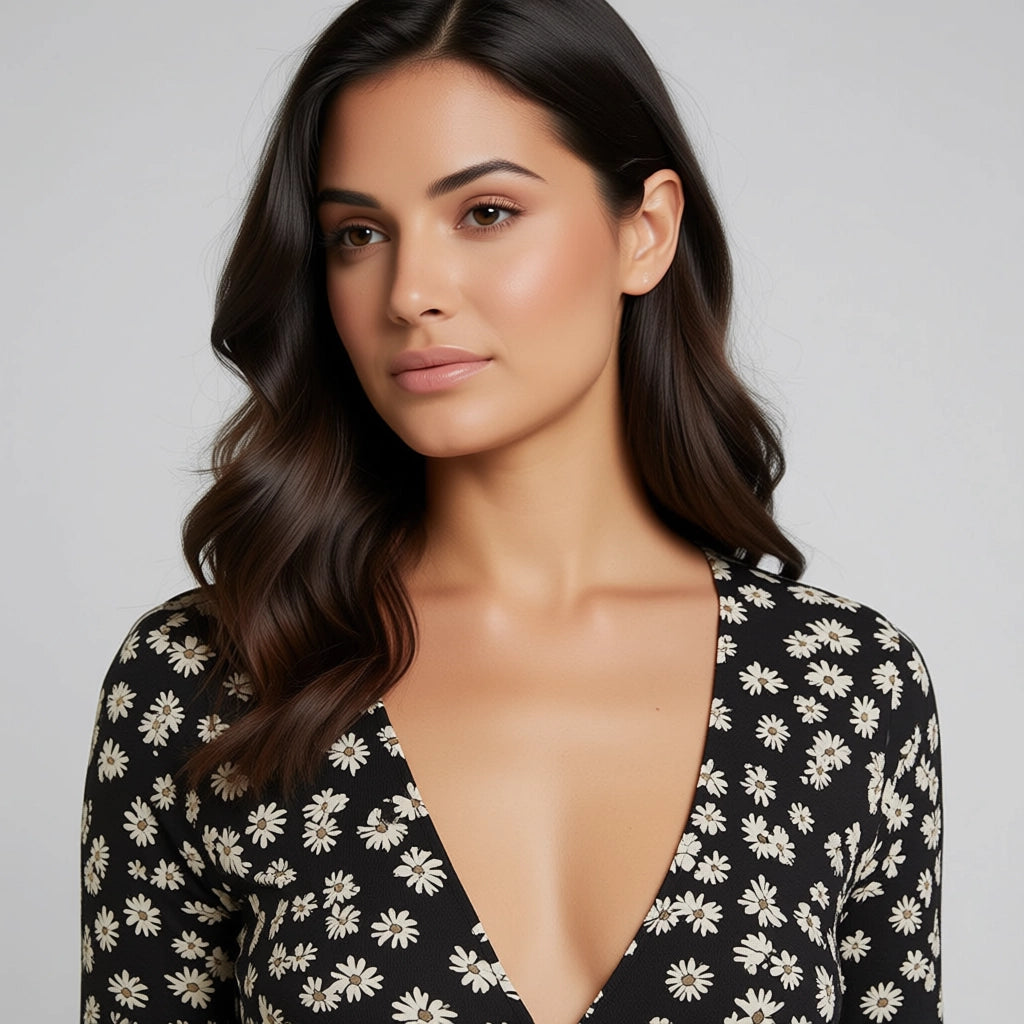 Slim Fit V-Neck Floral Mini Dress