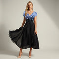 Tulle Maxi Dress with Floral Appliqué for Weddings in Blau Schwarz – 6