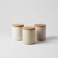 Cylindrical Storage Jars with Wooden Lids