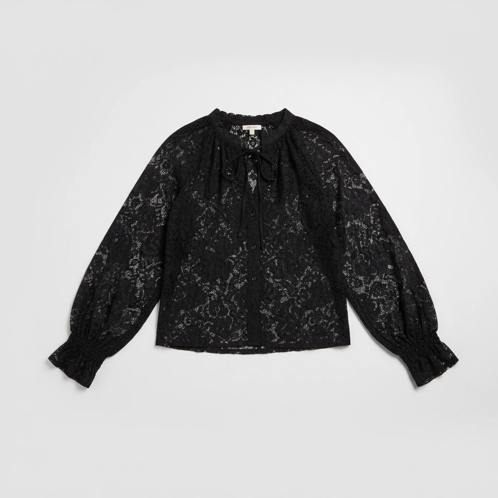 Women's Lace Blouse with Tie Detail
