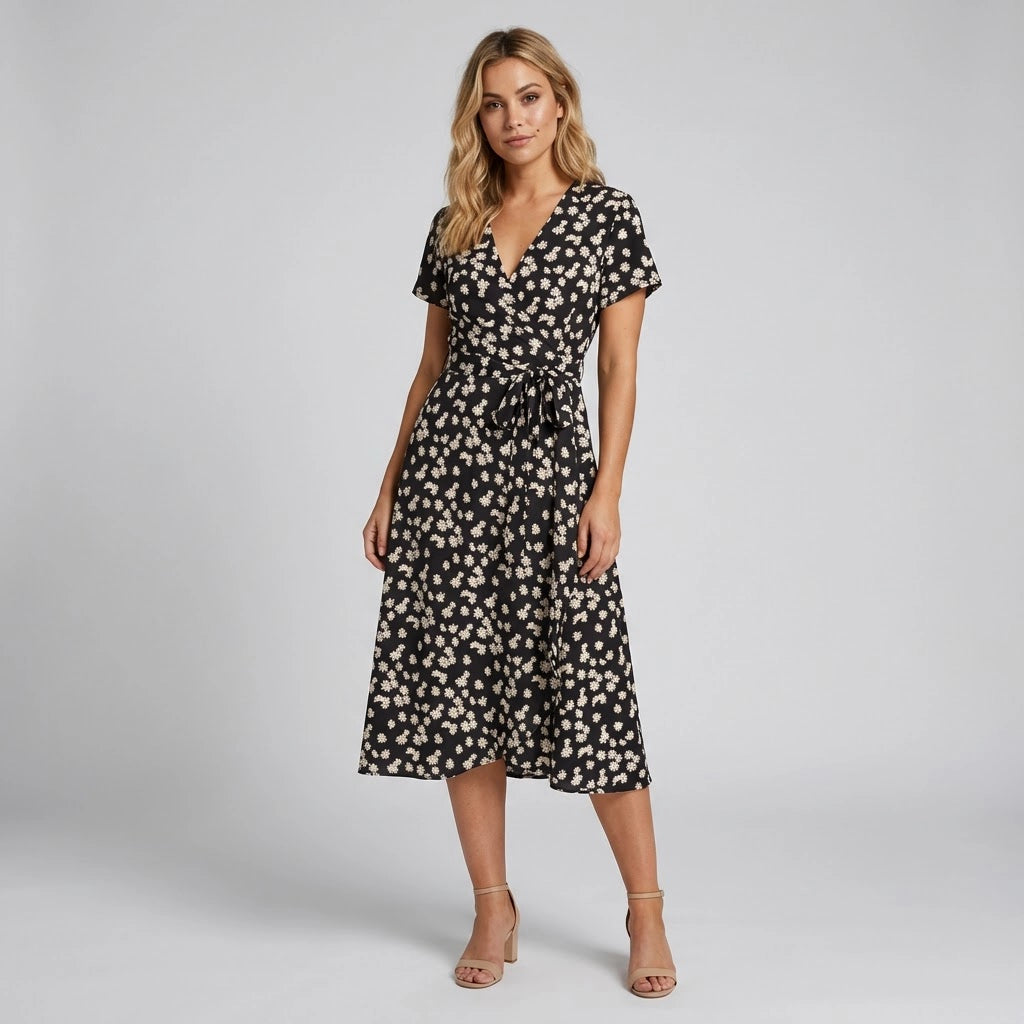 Women’s Floral Wrap Midi Dress