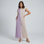 Sleeveless Wide-Leg Jumpsuit with Henley-Style Button Placket