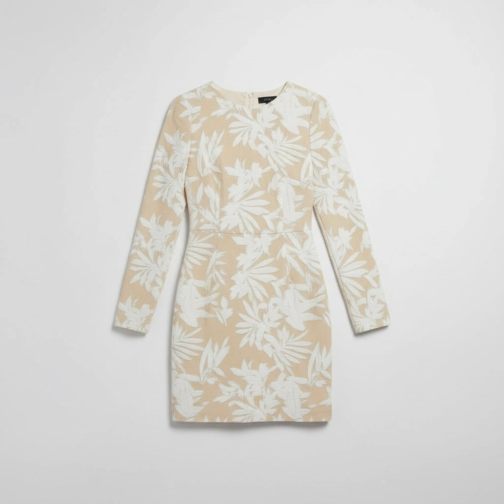 Floral Shift Dress with Long Sleeves