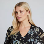Women’s Floral V-Neck Short Sleeve Mini Dress
