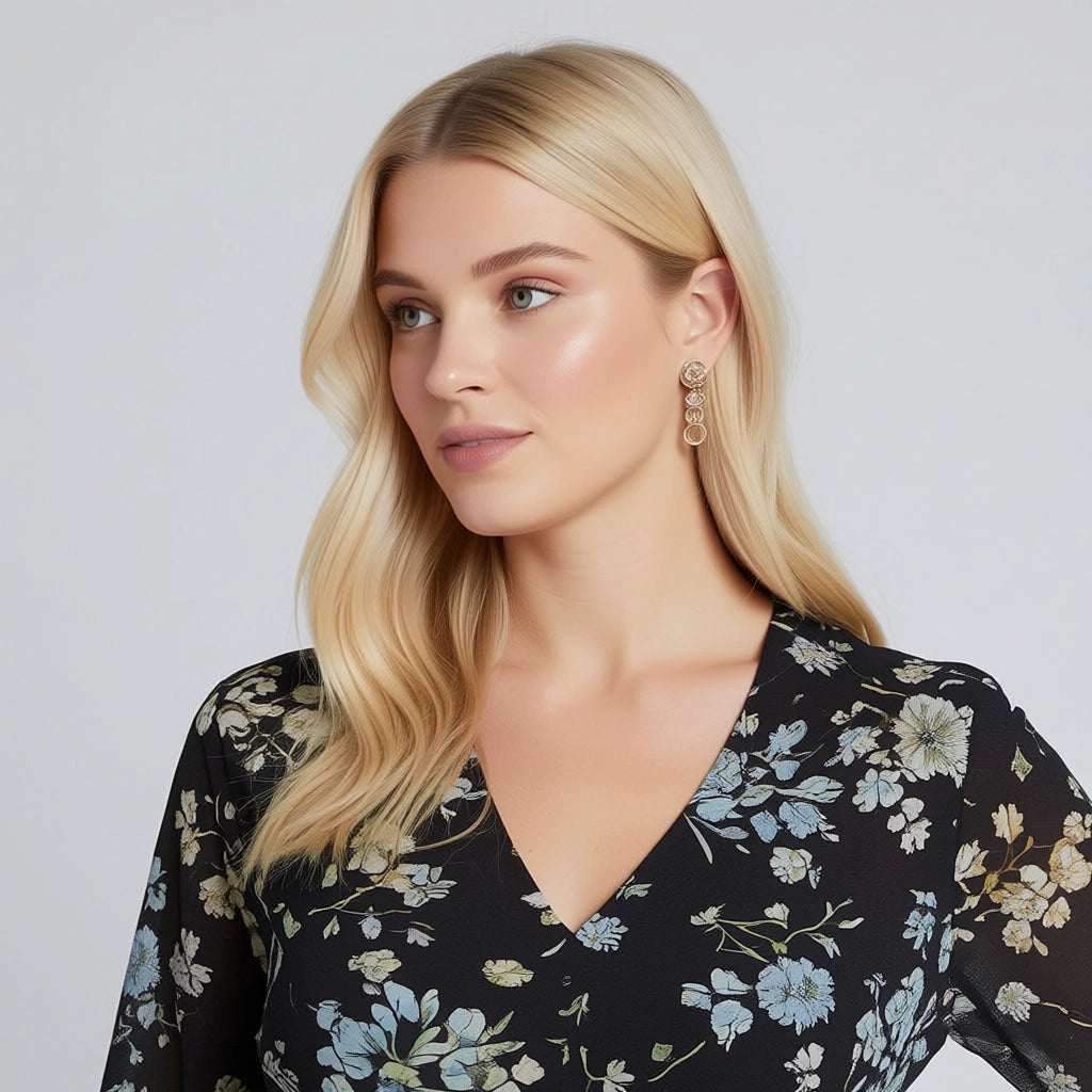 Women’s Floral V-Neck Short Sleeve Mini Dress