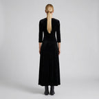 Velvet Fitted Maxi Dress with V-Neck Black 6