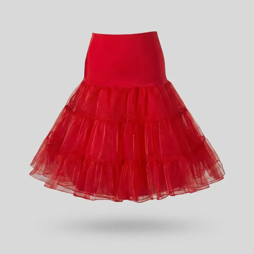 Voluminous Tulle Skirt Petticoat Tiered Red 2