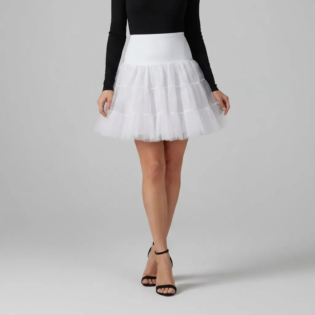 Voluminous Tulle Skirt Petticoat Tiered White 4