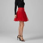 Voluminous Tulle Skirt Petticoat Tiered Red 5