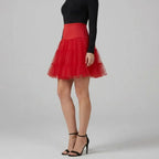 Voluminous Tulle Skirt Petticoat Tiered Red 6