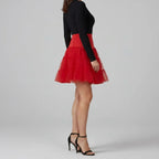 Voluminous Tulle Skirt Petticoat Tiered Red 7