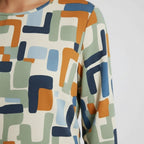 Women's Geometric Print Long Sleeve Blouse