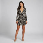 Slim Fit V-Neck Floral Mini Dress