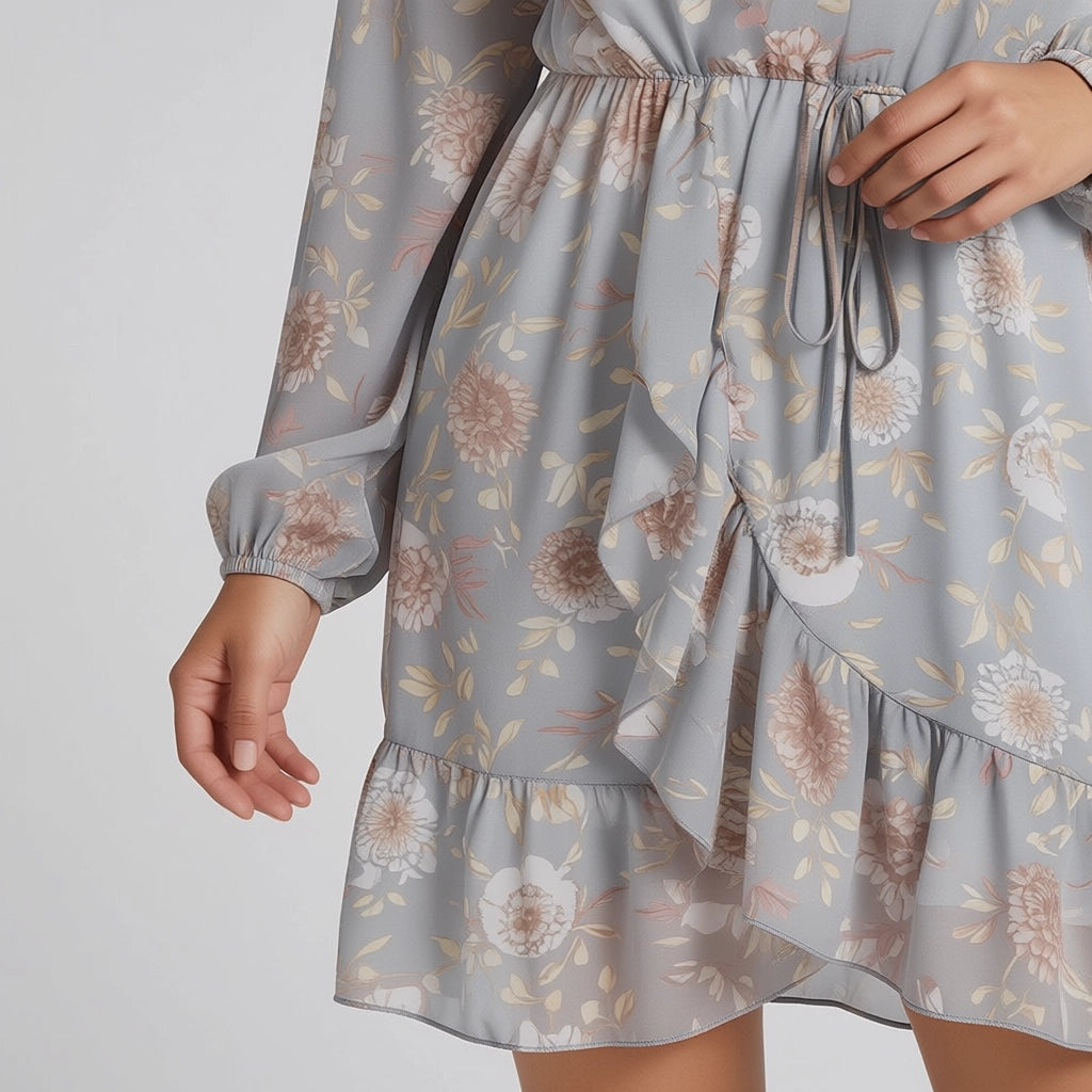 Women's Wrap Mini Dress Floral Print