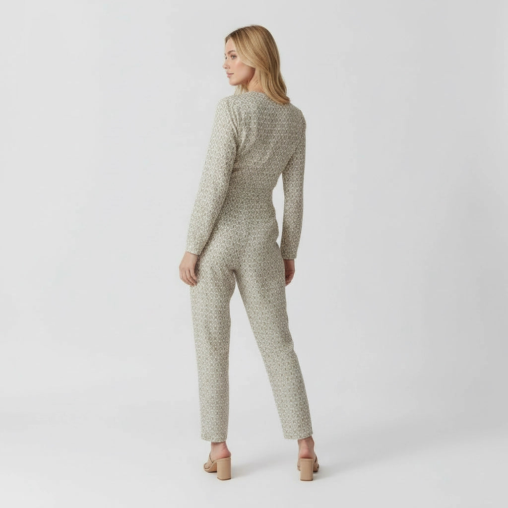 Women's Wrap Jumpsuit with Long Sleeves