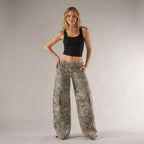 Wide Leg Cargo Pants with Pockets Streetwear Brown 4