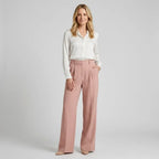 Wide Leg High Waisted Pants with Pockets Pink 1