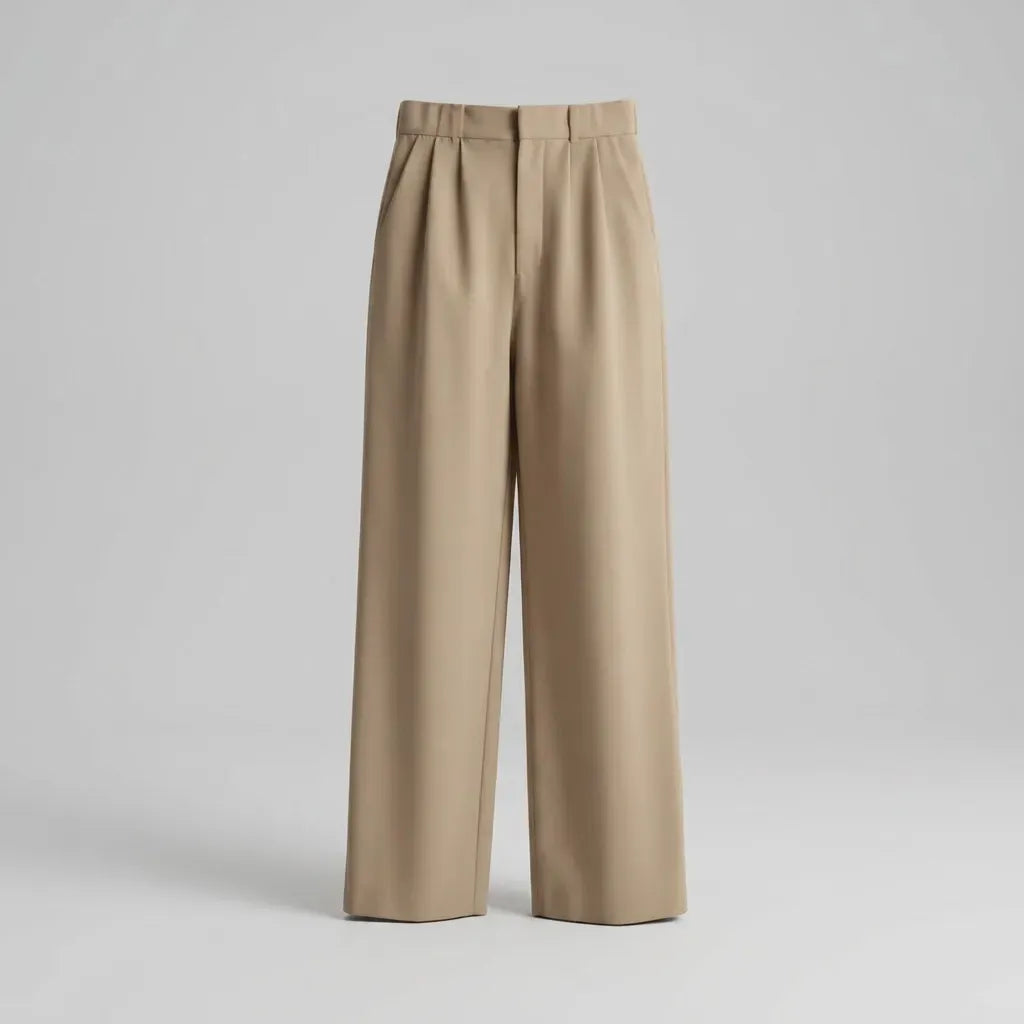 Wide Leg High Waisted Pants with Pockets Khaki 10
