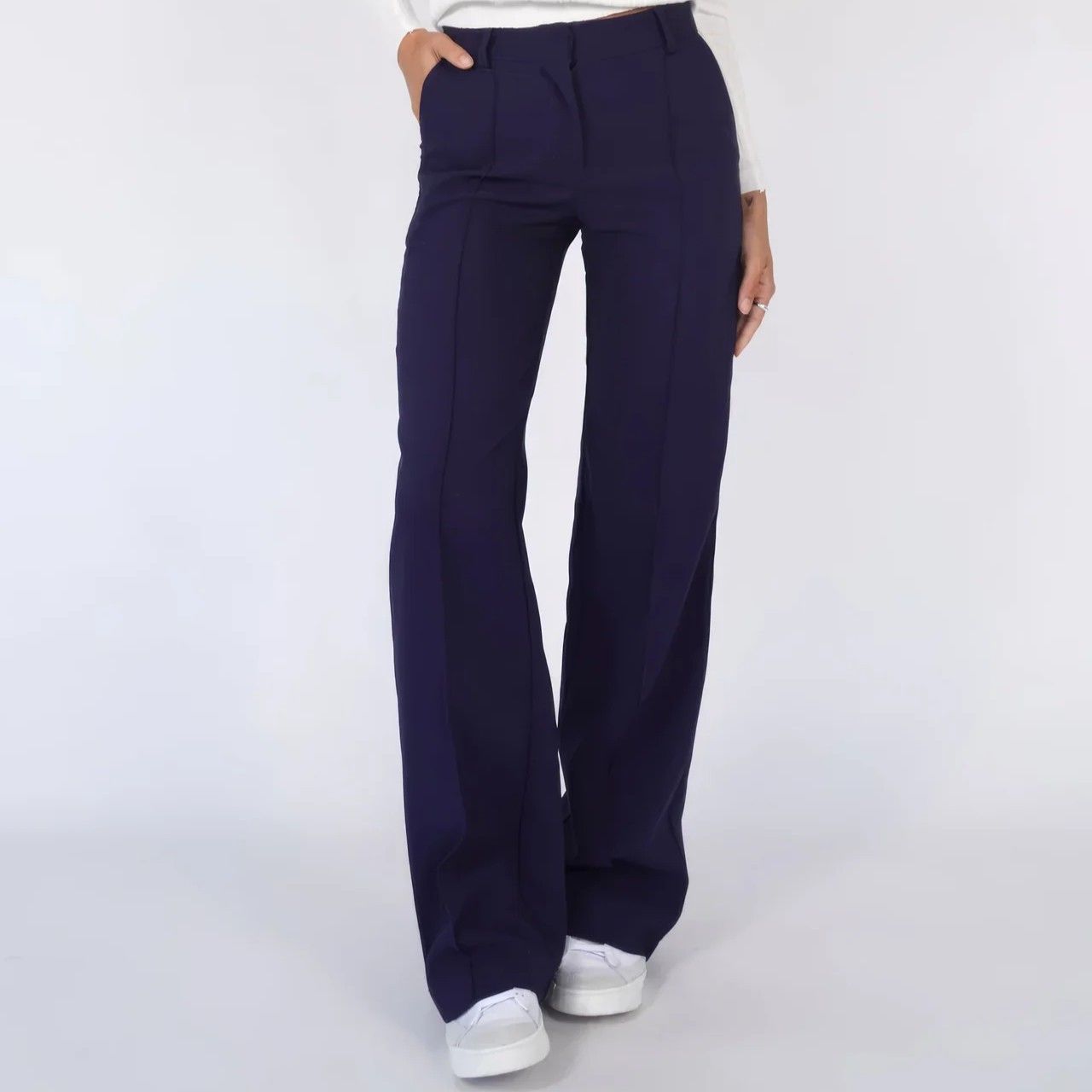 Wide Leg High Waisted Pants with Pockets Blue 2