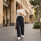Wide Leg High Waisted Pants with Pockets Black 4