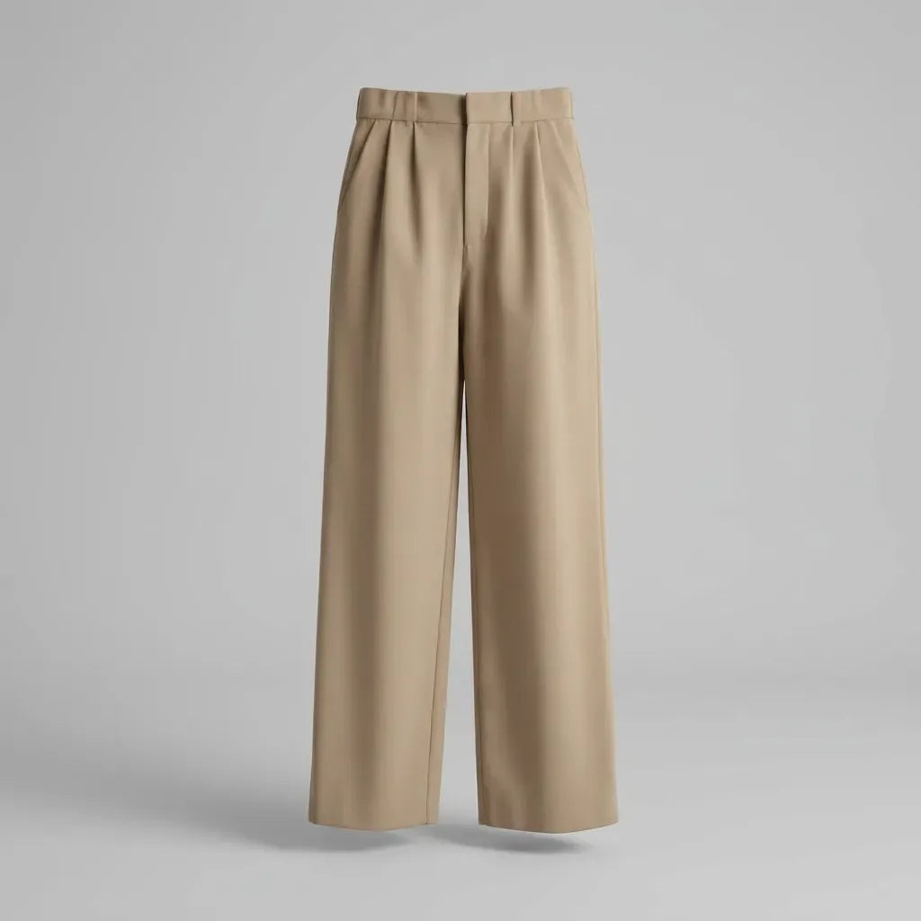 Wide Leg High Waisted Pants with Pockets Beige 5