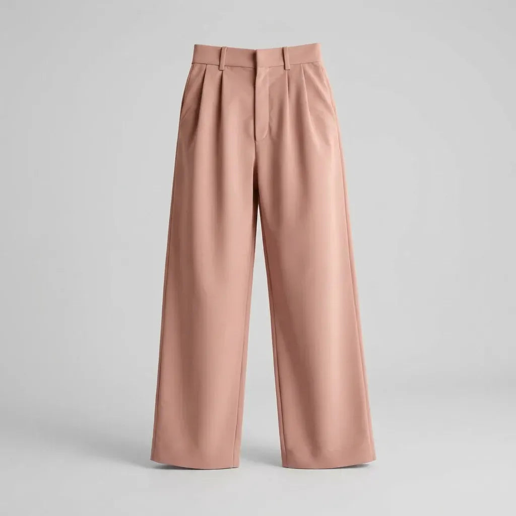 Wide Leg High Waisted Pants with Pockets Pink 7