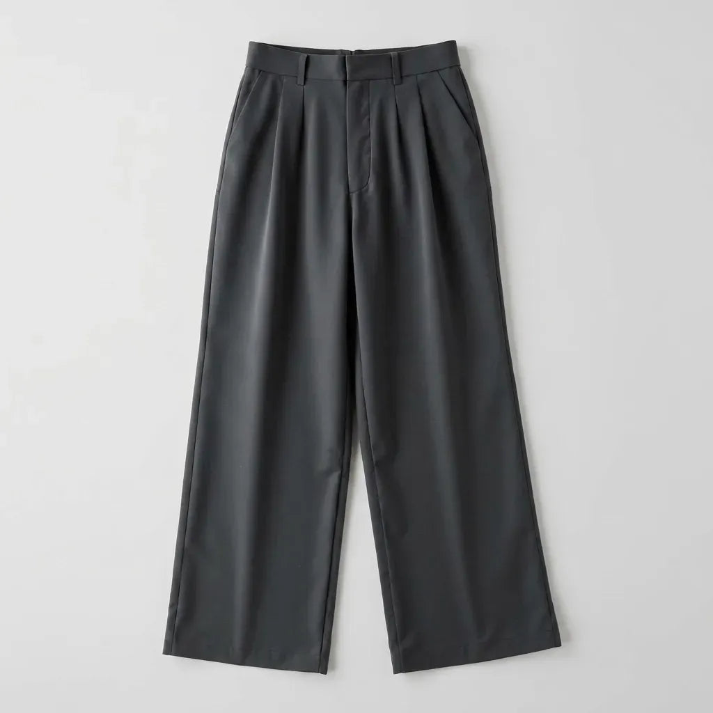 Wide Leg High Waisted Pants with Pockets Dark Grey 8