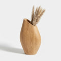 Asymmetrical Wooden Vase with Curved Body