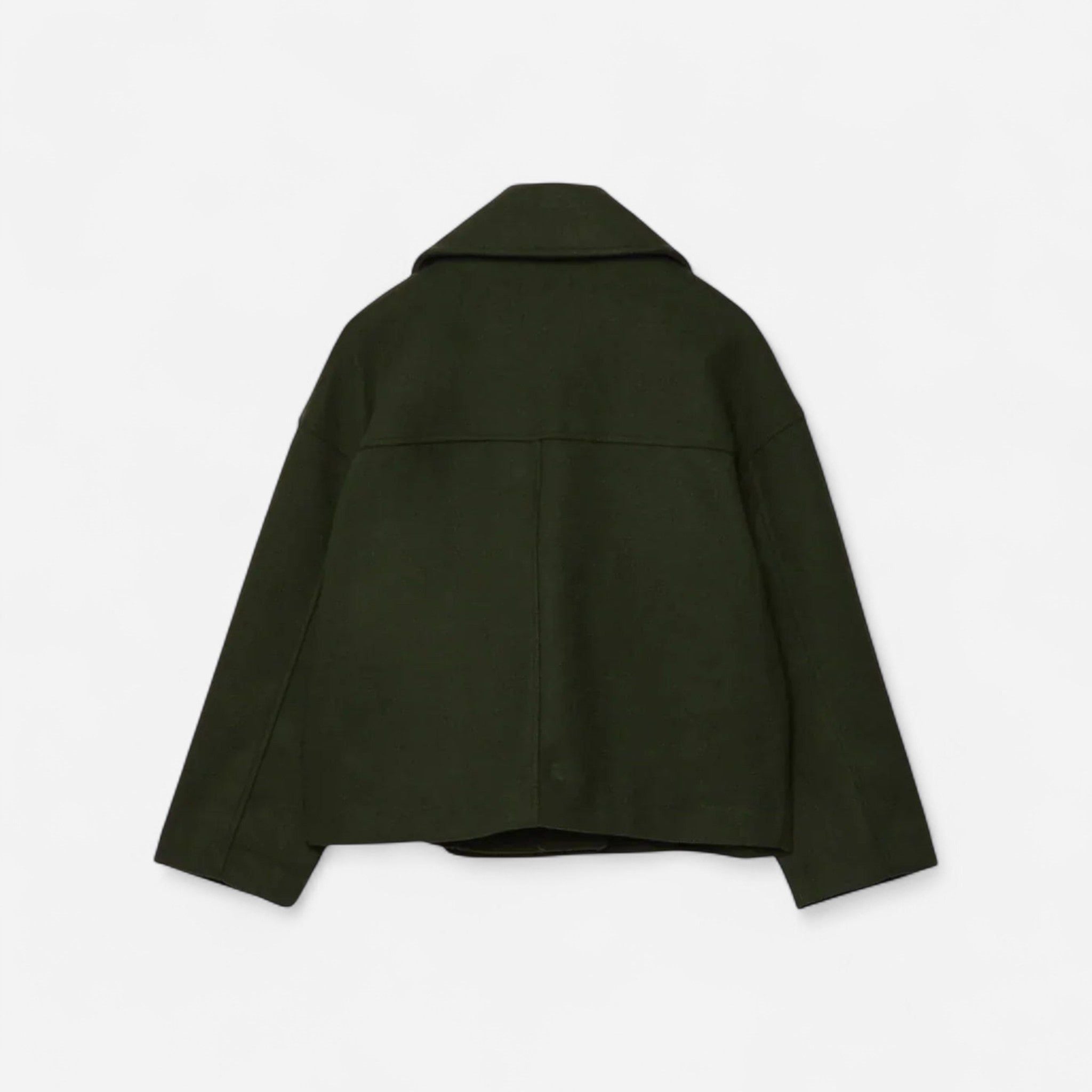 Women's Double-Breasted Jacket with Lapel Collar in Green – 13