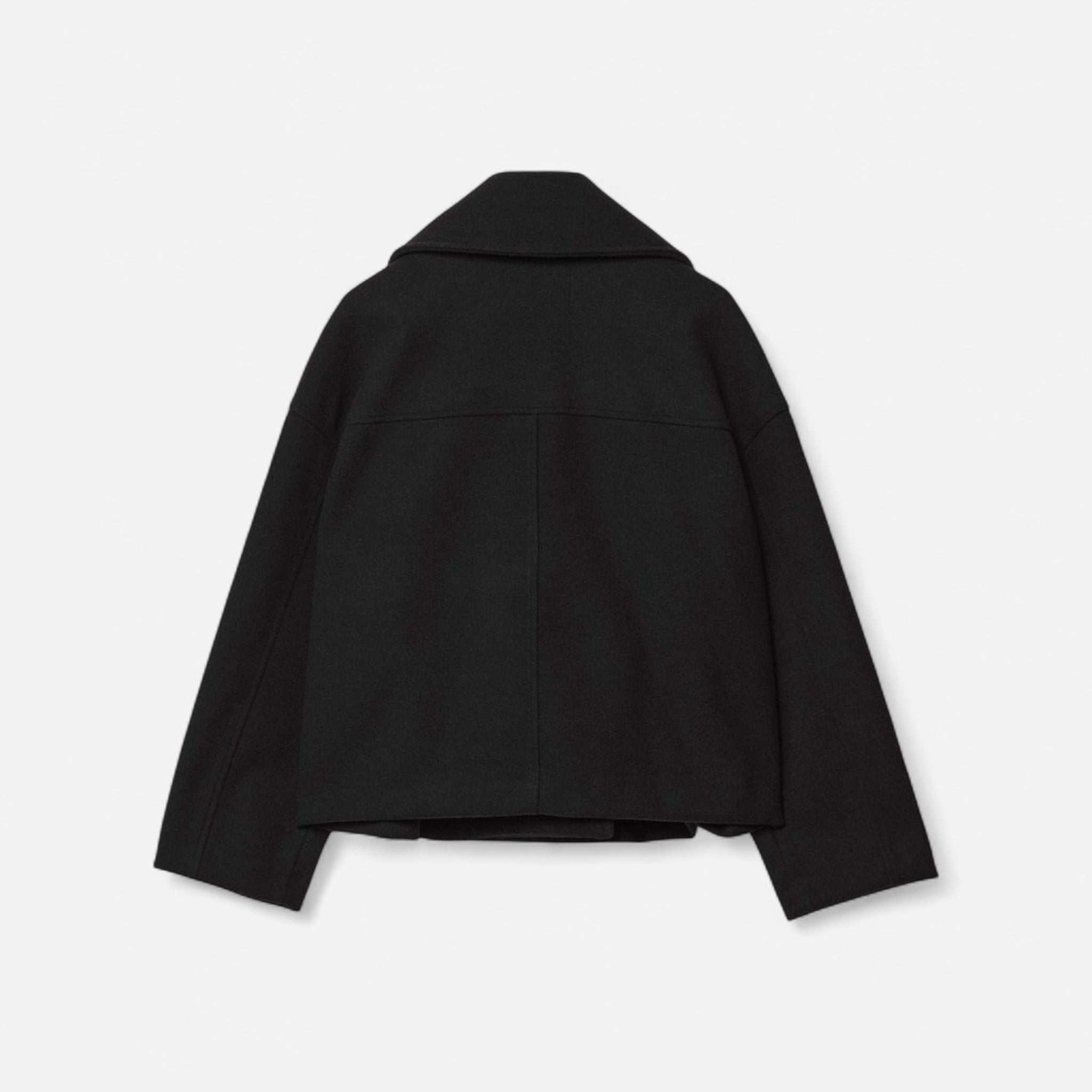 Women's Double-Breasted Jacket with Lapel Collar in Black – 14