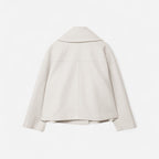 Women's Double-Breasted Jacket with Lapel Collar in White – 15
