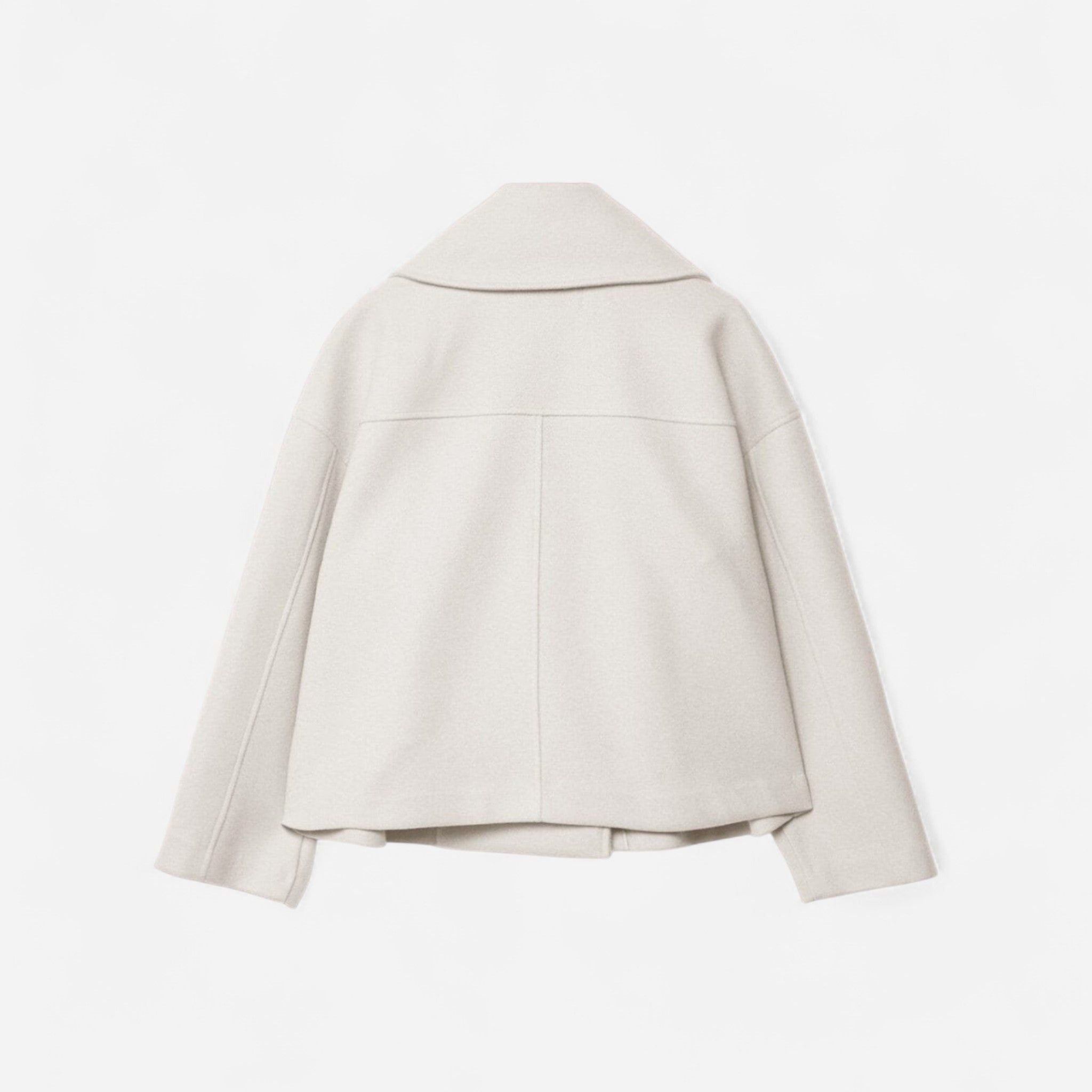 Women's Double-Breasted Jacket with Lapel Collar in White – 15