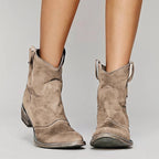 Women's Flat Cowboy Ankle Boots – back view