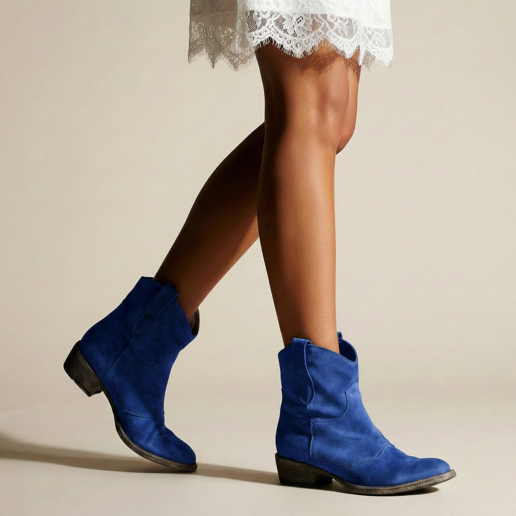 Women's Flat Cowboy Ankle Boots – side view