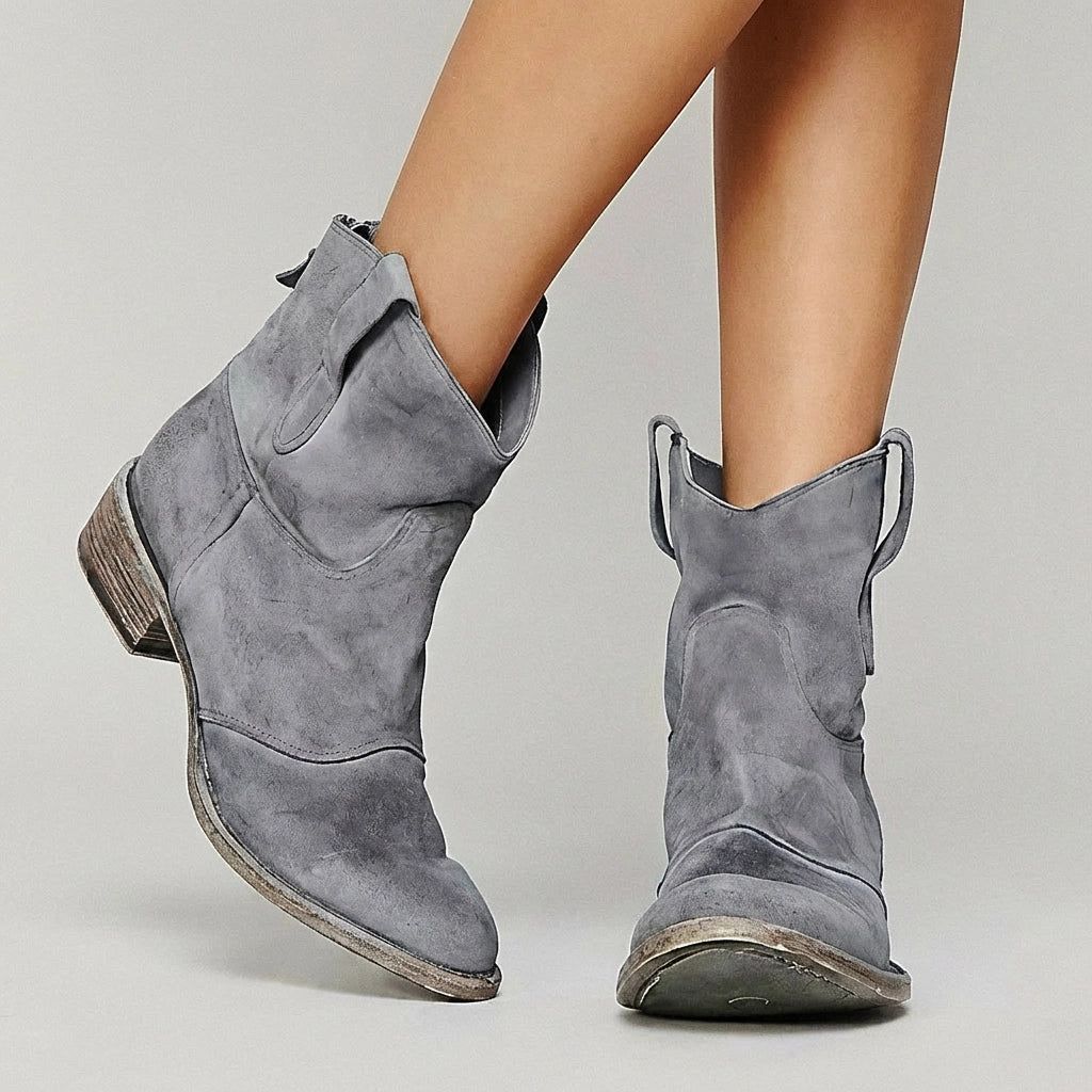 Women's Flat Cowboy Ankle Boots – detail view