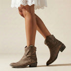 Women's Flat Cowboy Ankle Boots – full length