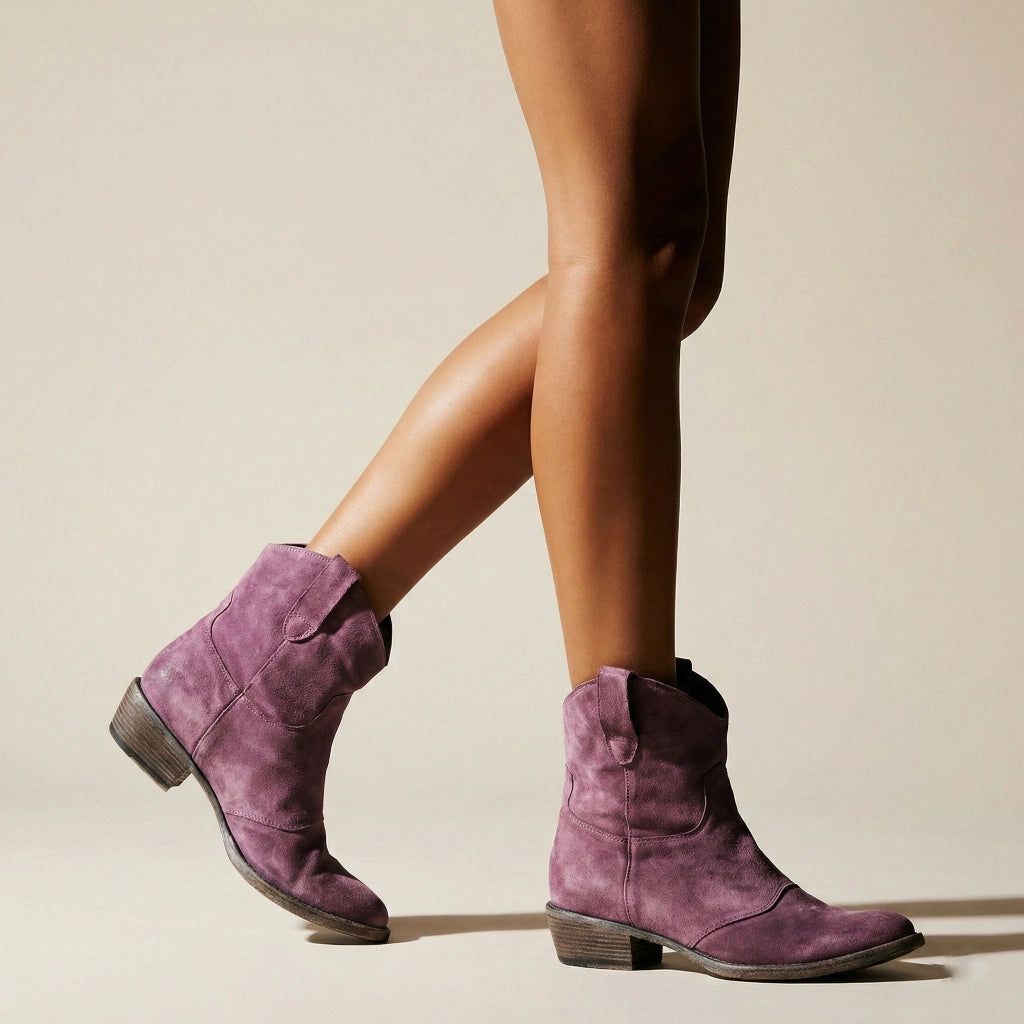 Women's Flat Cowboy Ankle Boots – lifestyle
