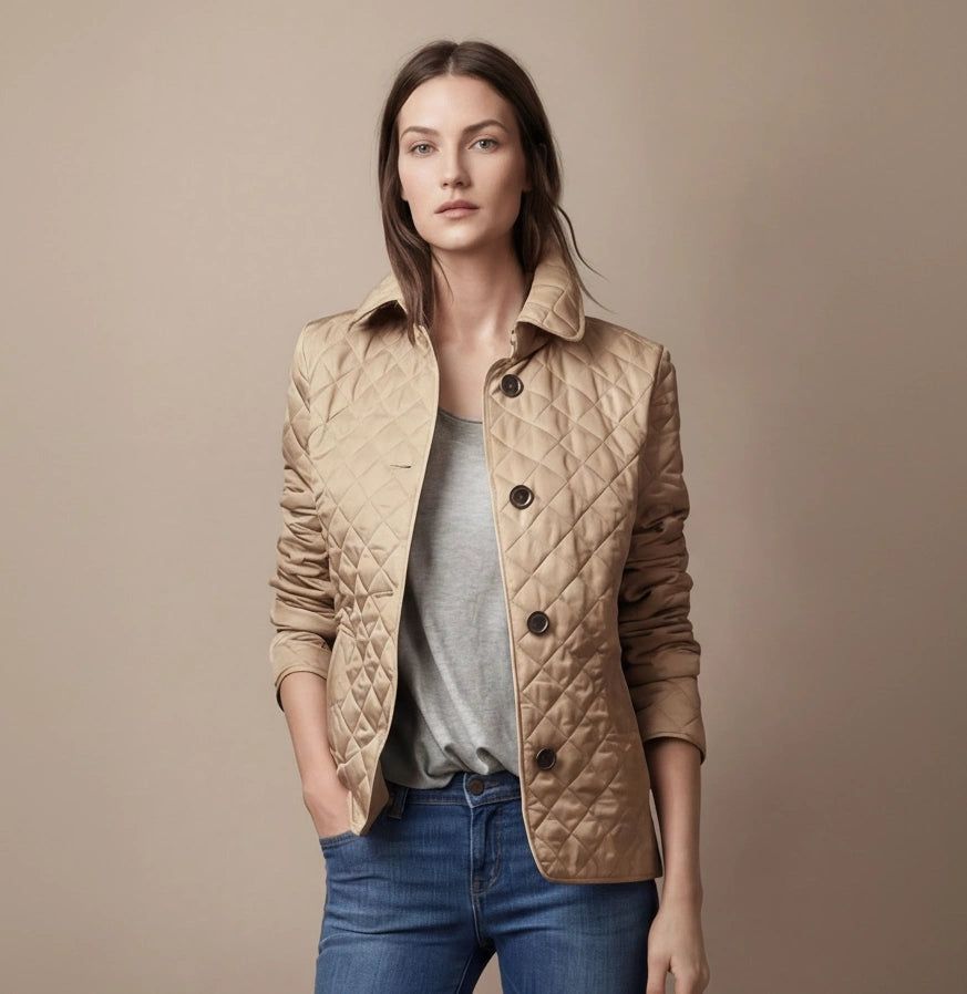 Women's Lightweight Quilted Jacket with a Tailored Fit in Khaki – 2