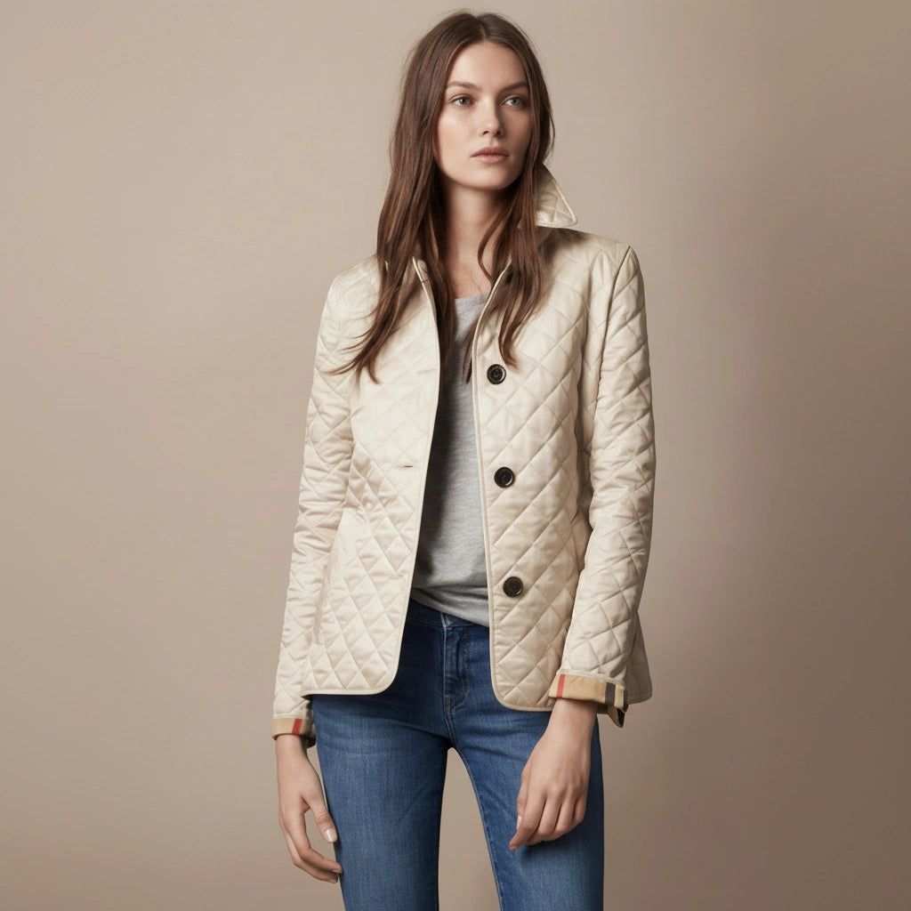 Women's Lightweight Quilted Jacket with a Tailored Fit in Beige – 4