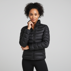 Women's Lightweight Quilted Jacket with Stand-Up Collar in Black – 1