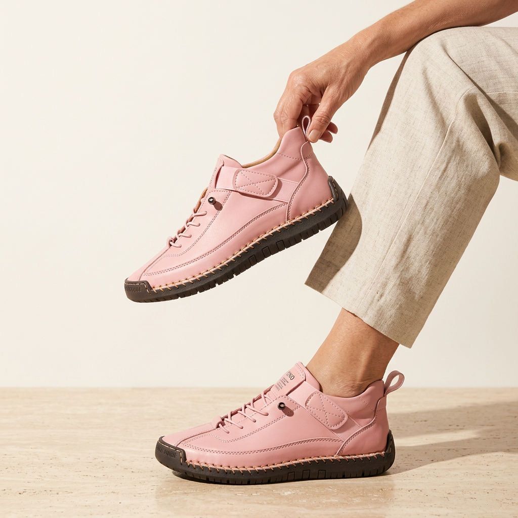 Women's Orthopaedic Walking Sneakers with Lightweight Support Sole in Pink – 10