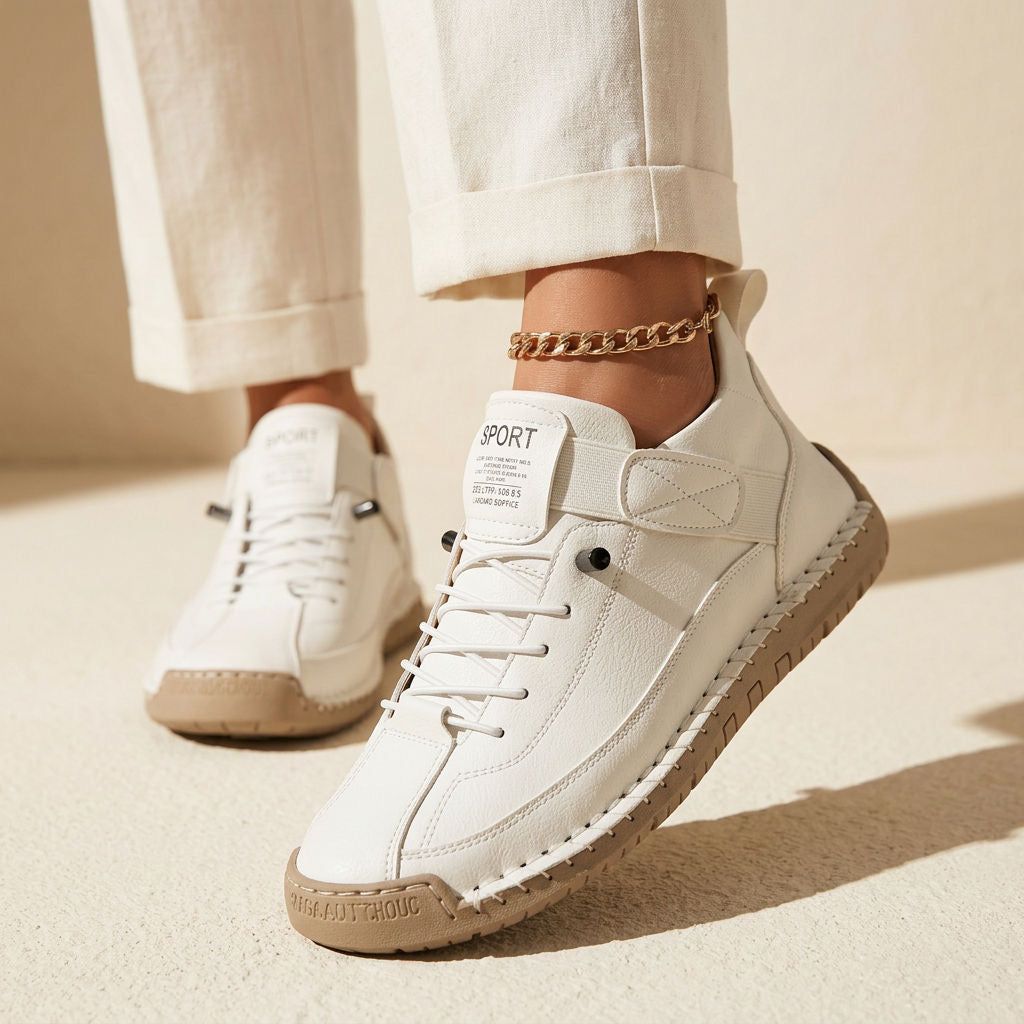 Women's Orthopaedic Walking Sneakers with Lightweight Support Sole in White – 13