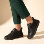 Women's Orthopaedic Walking Sneakers with Lightweight Support Sole in Black – 17