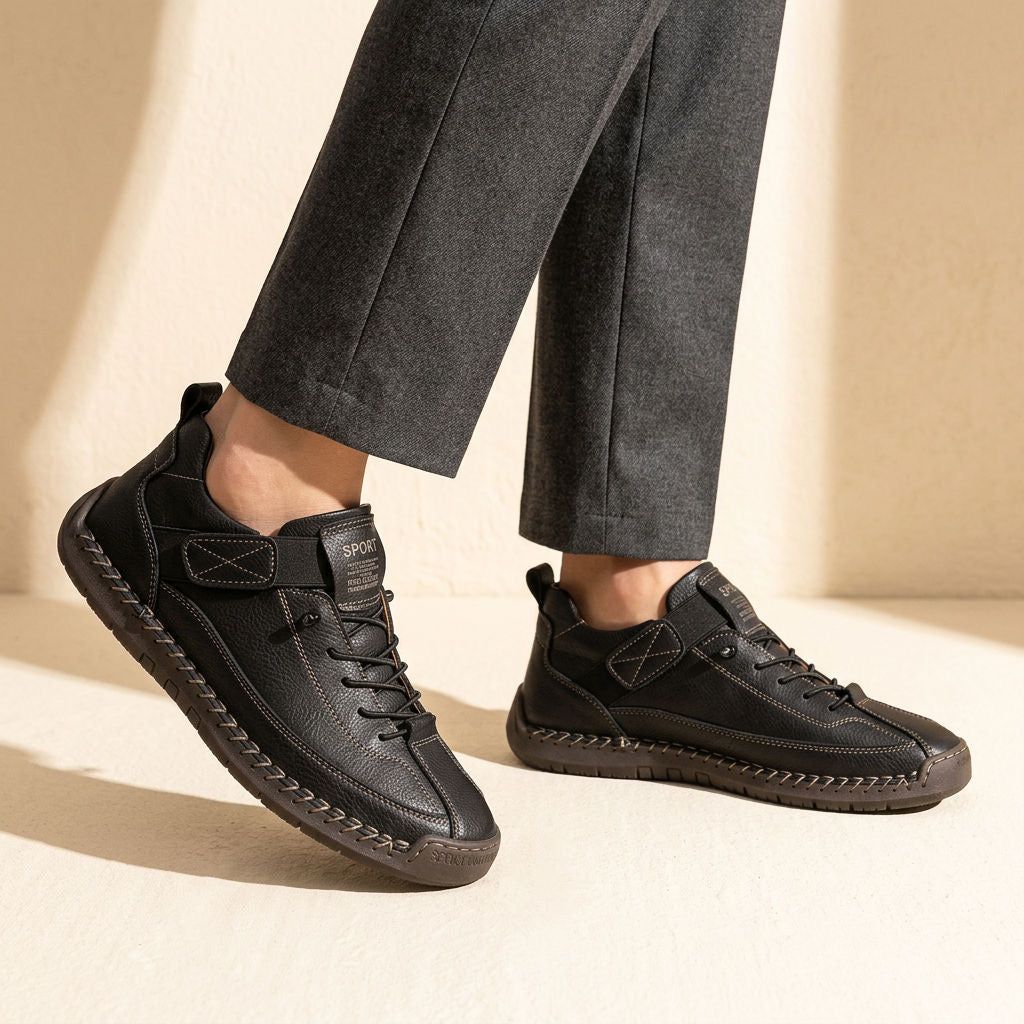 Women's Orthopaedic Walking Sneakers with Lightweight Support Sole in Black – 18