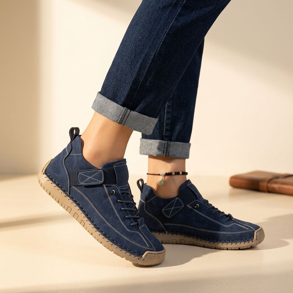 Women's Orthopaedic Walking Sneakers with Lightweight Support Sole in Navy – 4