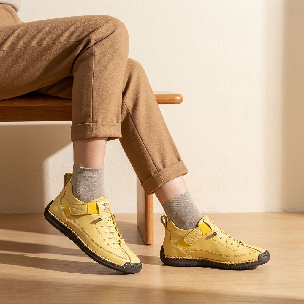 Women's Orthopaedic Walking Sneakers with Lightweight Support Sole in Yellow – 9