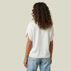 Women's Short Sleeve Blouse with V-Neck and Straight Cut in White – 8