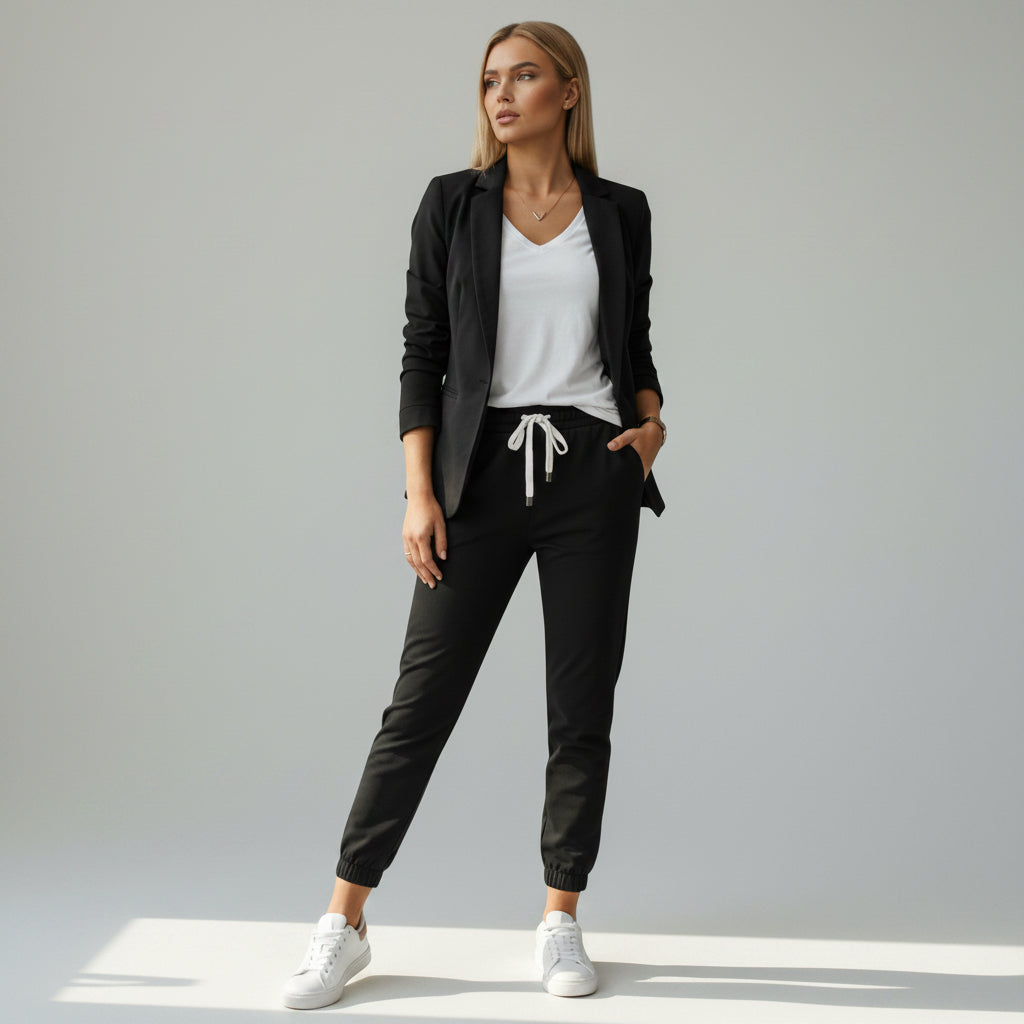 Women's Suit Set for Everyday & Special Occasions | Sporty & Elegant in Black – 1