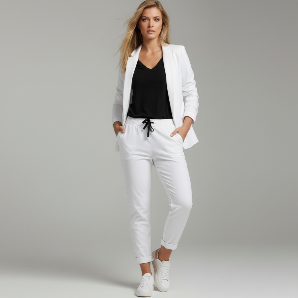 Women's Suit Set for Everyday & Special Occasions | Sporty & Elegant in White – 9